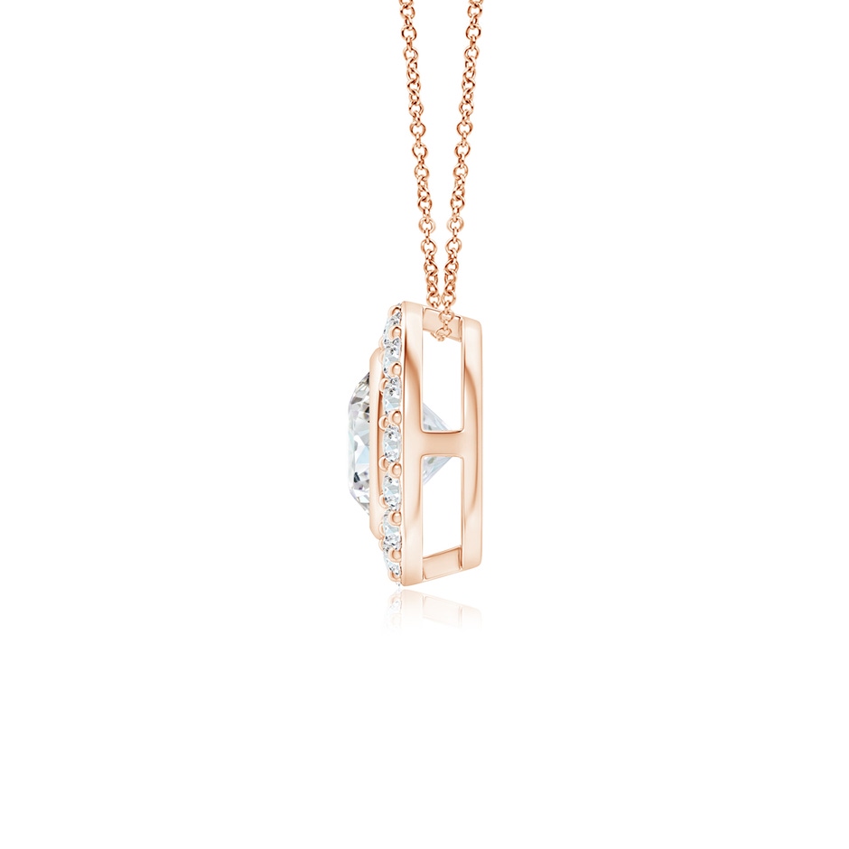 4.5mm GVS2 Bezel-Set Solitaire Round Diamond Halo Pendant in Rose Gold side 1