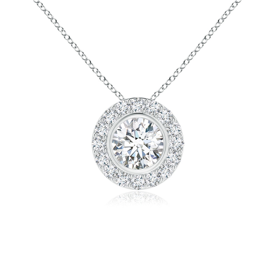 4.5mm GVS2 Bezel-Set Solitaire Round Diamond Halo Pendant in White Gold 
