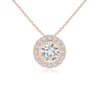 4.5mm HSI2 Bezel-Set Solitaire Round Diamond Halo Pendant in 10K Rose Gold