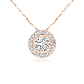4.5mm HSI2 Bezel-Set Solitaire Round Diamond Halo Pendant in 9K Rose Gold