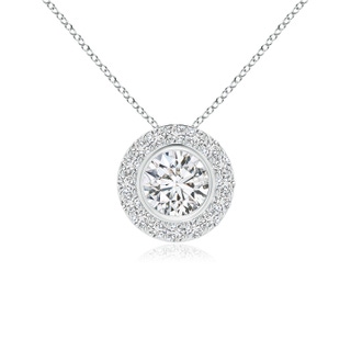 4.5mm HSI2 Bezel-Set Solitaire Round Diamond Halo Pendant in P950 Platinum