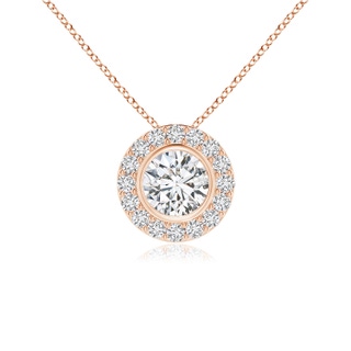 4.5mm HSI2 Bezel-Set Solitaire Round Diamond Halo Pendant in Rose Gold