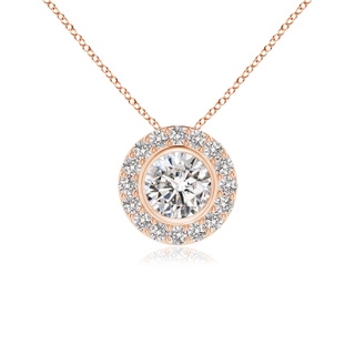 4.5mm IJI1I2 Bezel-Set Solitaire Round Diamond Halo Pendant in 9K Rose Gold