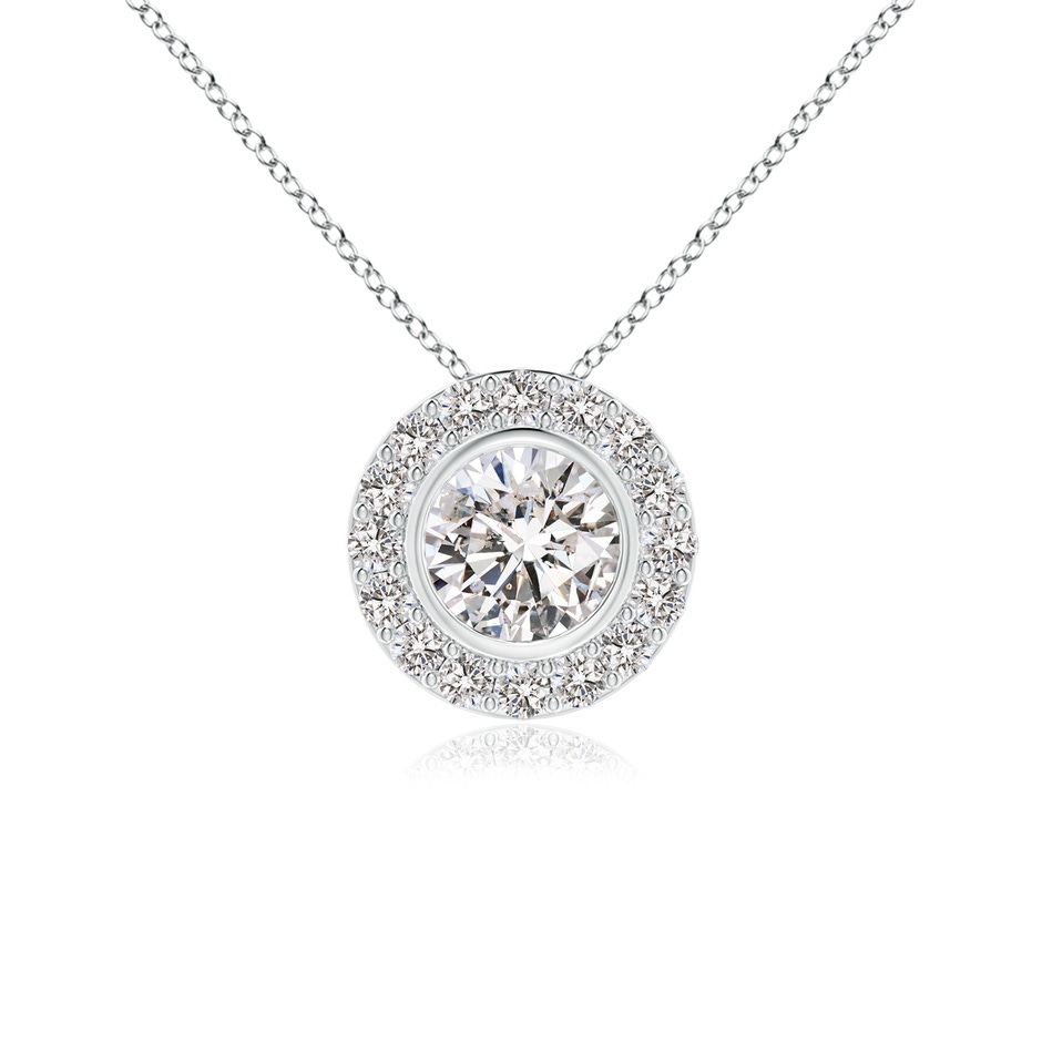 4.5mm IJI1I2 Bezel-Set Solitaire Round Diamond Halo Pendant in White Gold 