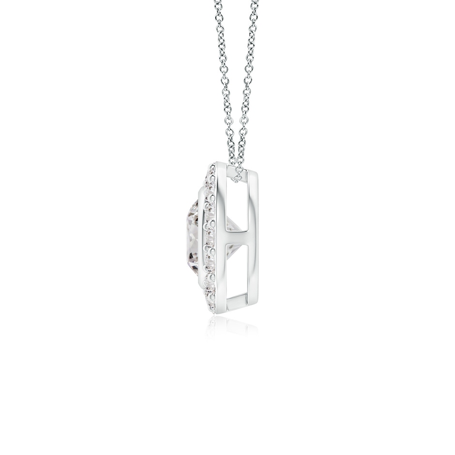 4.5mm IJI1I2 Bezel-Set Solitaire Round Diamond Halo Pendant in White Gold side 1