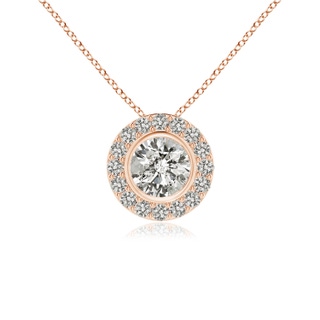 4.5mm KI3 Bezel-Set Solitaire Round Diamond Halo Pendant in 9K Rose Gold