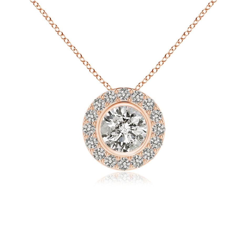 4.5mm KI3 Bezel-Set Solitaire Round Diamond Halo Pendant in Rose Gold 