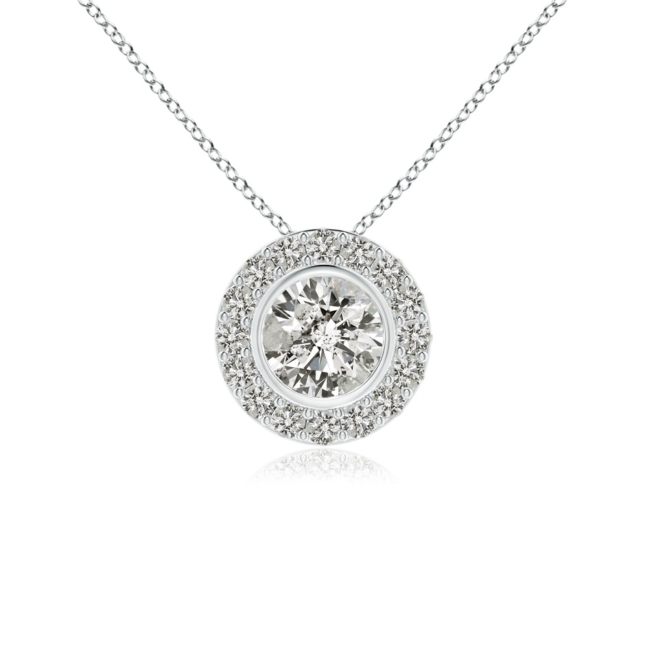 4.5mm KI3 Bezel-Set Solitaire Round Diamond Halo Pendant in White Gold 