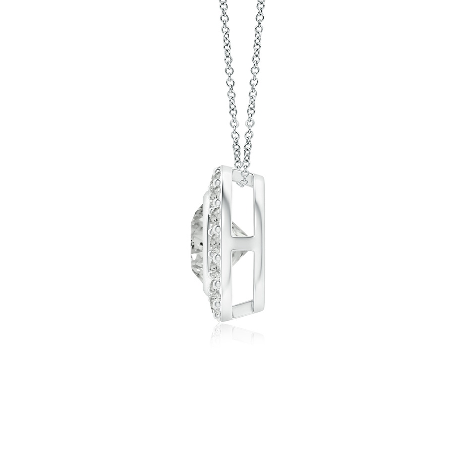 4.5mm KI3 Bezel-Set Solitaire Round Diamond Halo Pendant in White Gold side 1