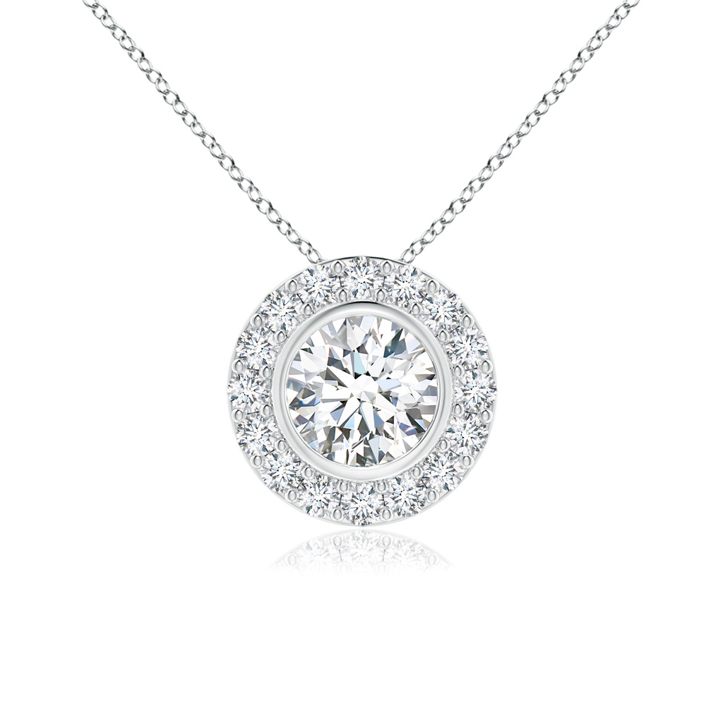 5mm GVS2 Bezel-Set Solitaire Round Diamond Halo Pendant in White Gold