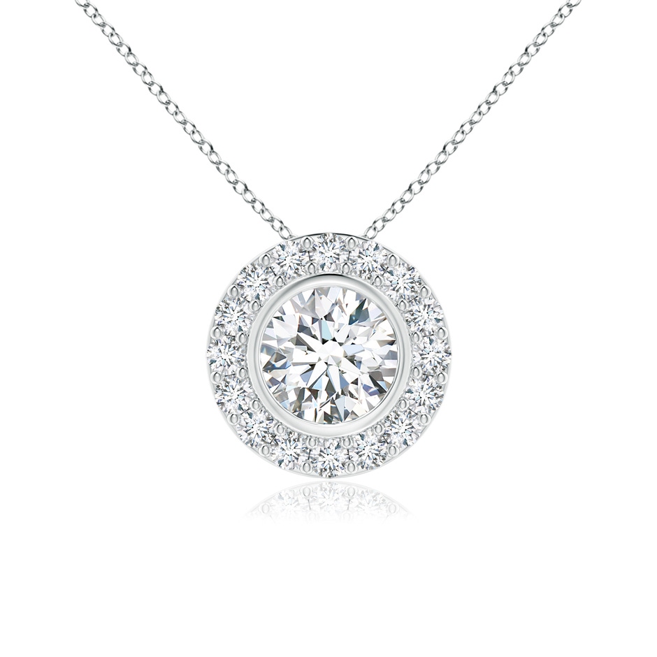 5mm GVS2 Bezel-Set Solitaire Round Diamond Halo Pendant in White Gold 