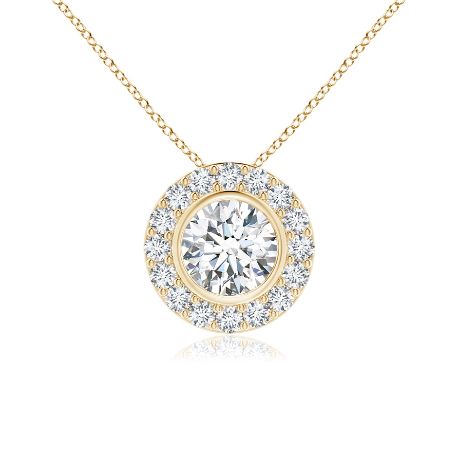 5mm GVS2 Bezel-Set Solitaire Round Diamond Halo Pendant in Yellow Gold 