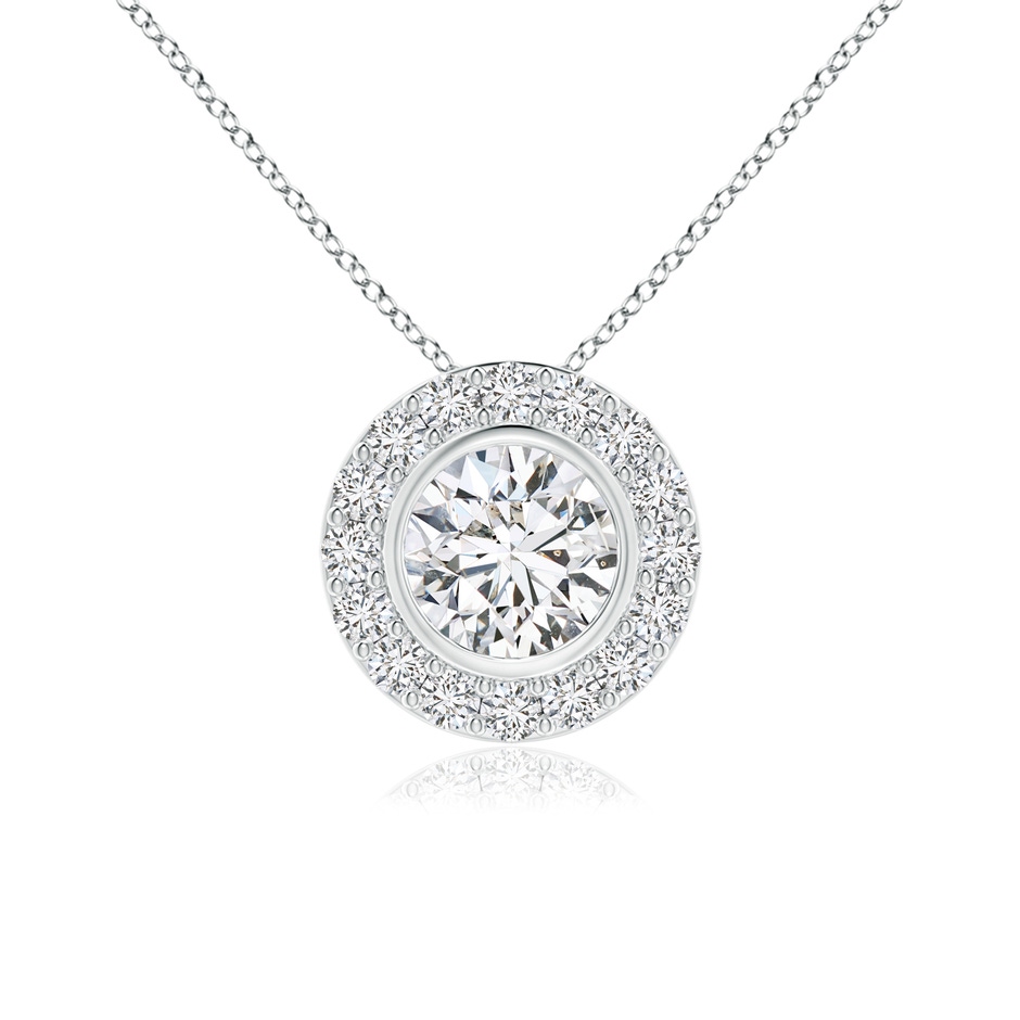 5mm HSI2 Bezel-Set Solitaire Round Diamond Halo Pendant in White Gold 