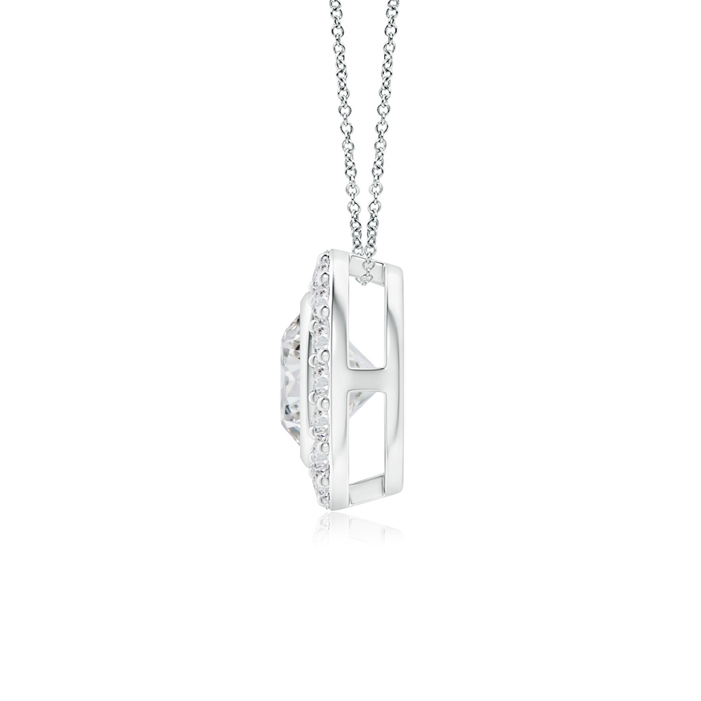 5mm HSI2 Bezel-Set Solitaire Round Diamond Halo Pendant in White Gold - side 1
