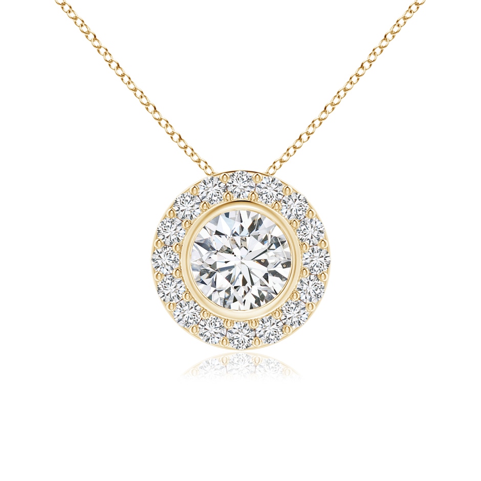 5mm HSI2 Bezel-Set Solitaire Round Diamond Halo Pendant in Yellow Gold 