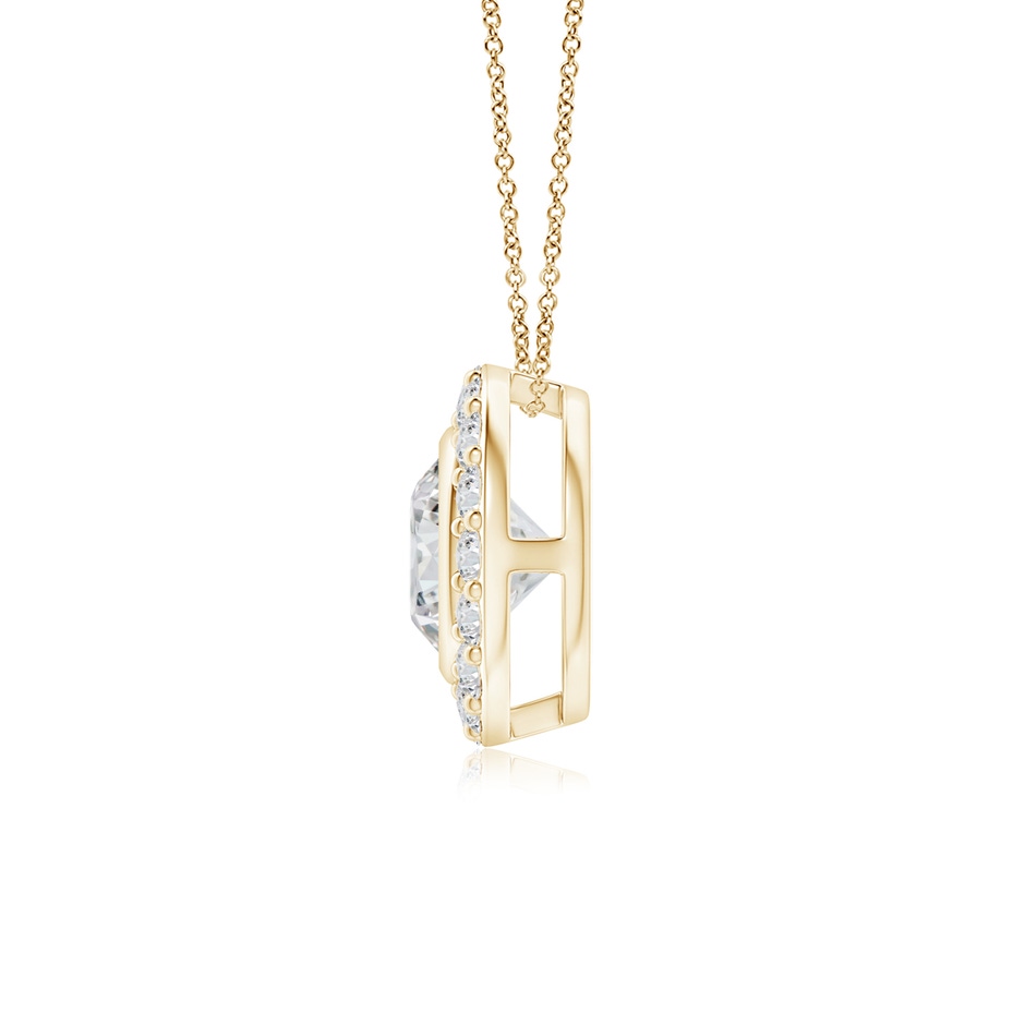 5mm HSI2 Bezel-Set Solitaire Round Diamond Halo Pendant in Yellow Gold side 1