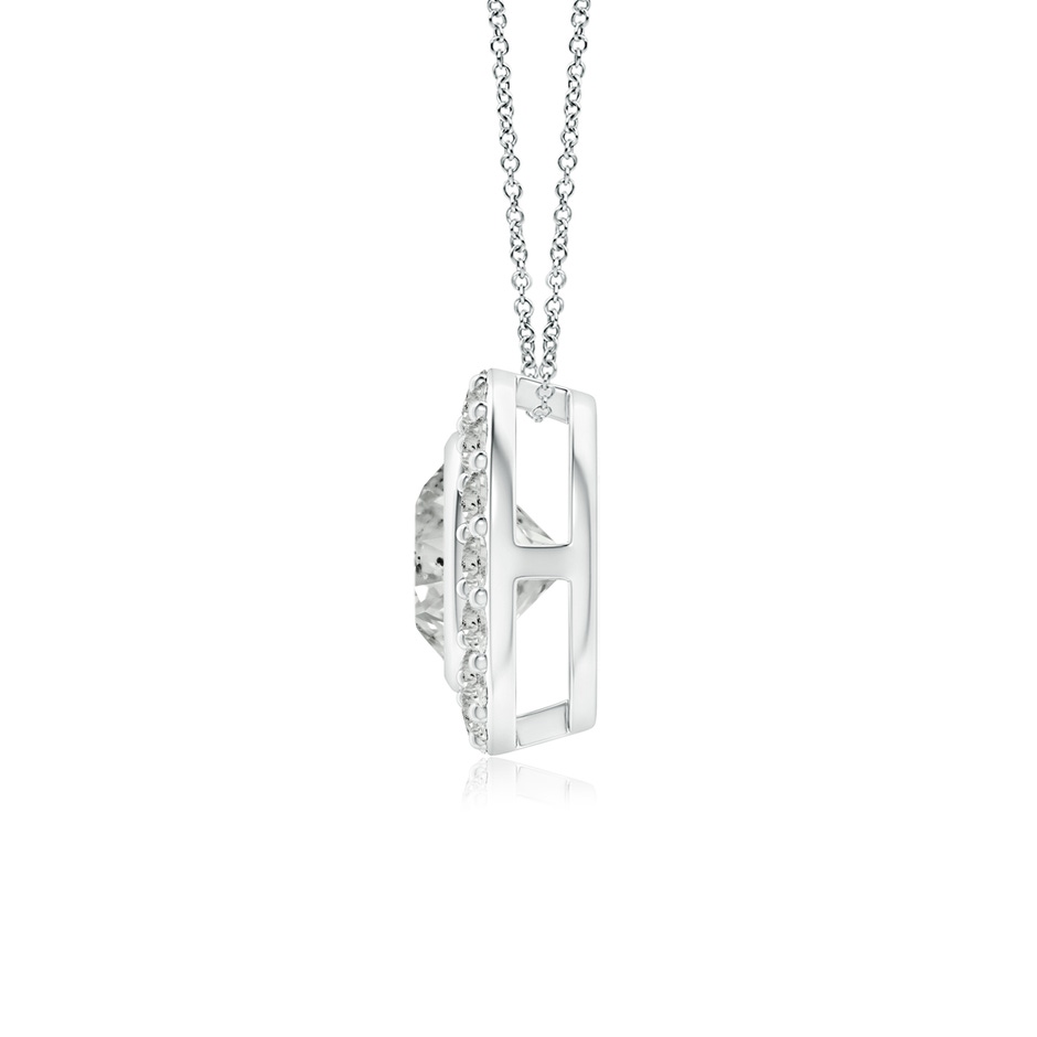 5mm KI3 Bezel-Set Solitaire Round Diamond Halo Pendant in White Gold side 1