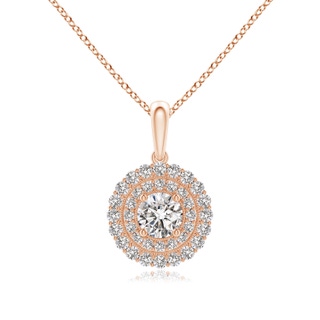 5mm IJI1I2 Round Diamond Double Halo Solitaire Pendant in Rose Gold