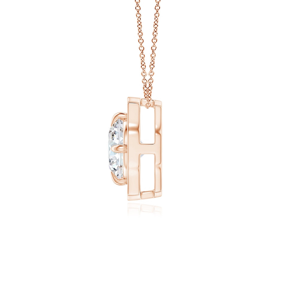 4.7mm GVS2 Art Deco Inspired Round Diamond Halo Solitaire Pendant in Rose Gold side 1