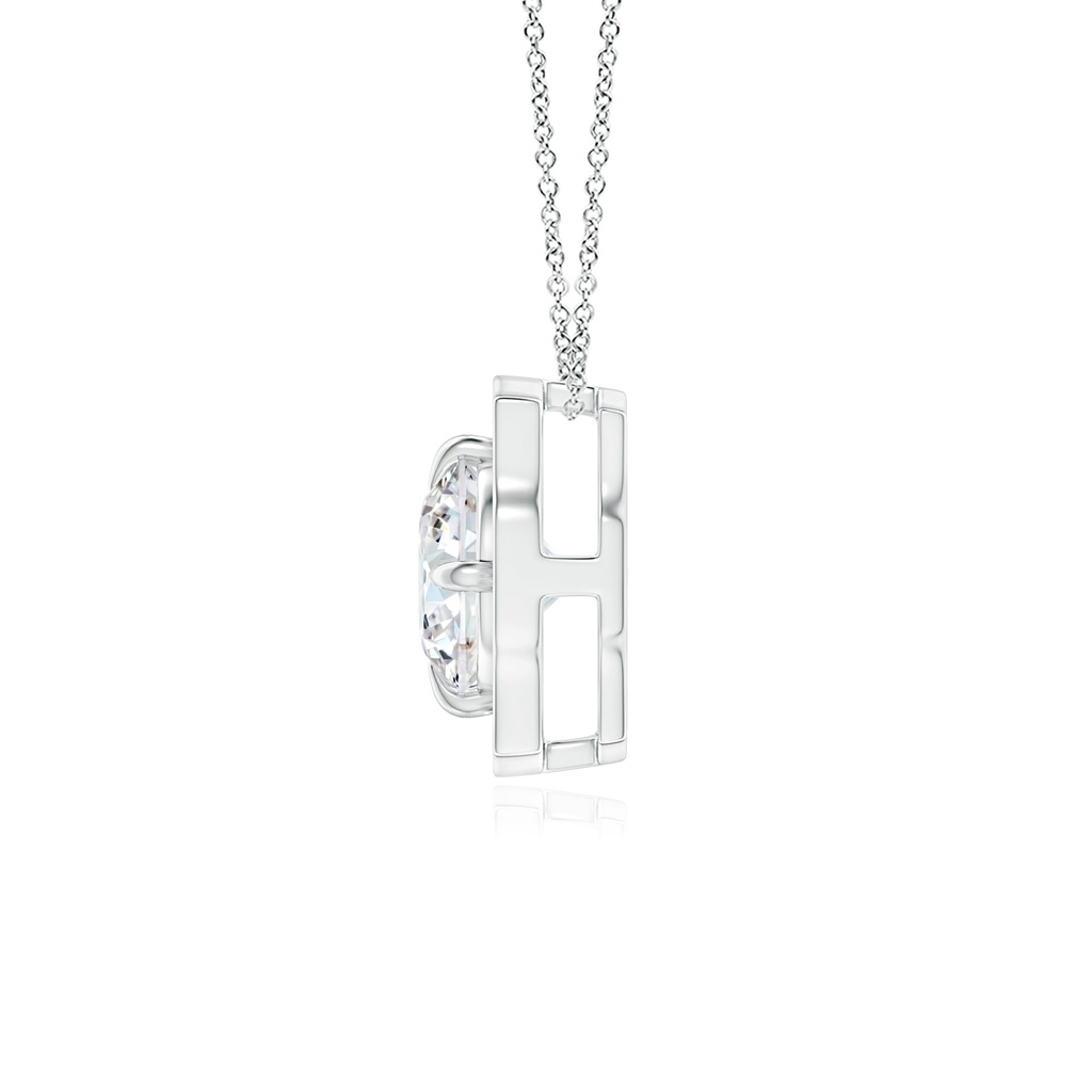 4.7mm GVS2 Art Deco Inspired Round Diamond Halo Solitaire Pendant in White Gold - side 1