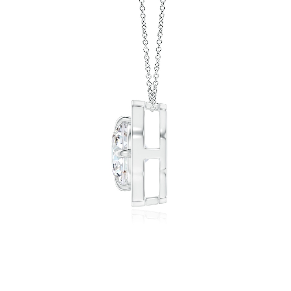 4.7mm GVS2 Art Deco Inspired Round Diamond Halo Solitaire Pendant in White Gold side 1