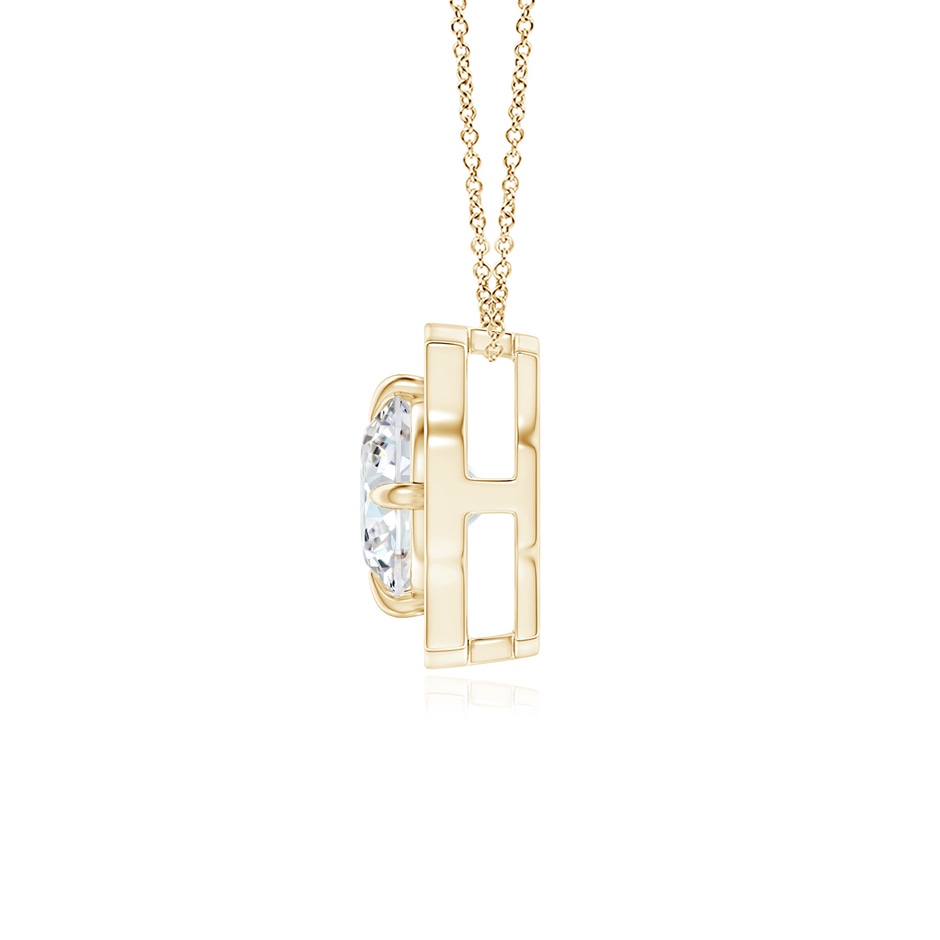 4.7mm GVS2 Art Deco Inspired Round Diamond Halo Solitaire Pendant in Yellow Gold side 1