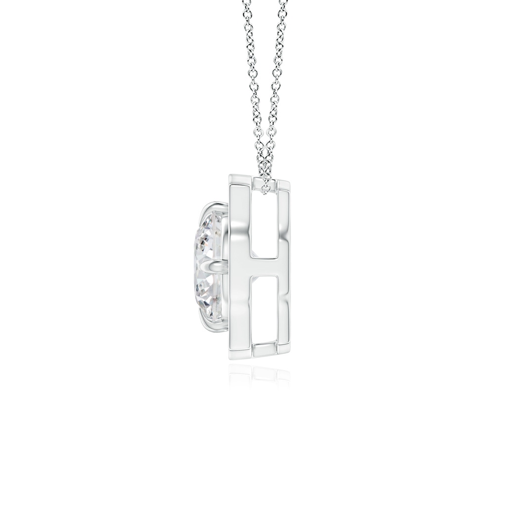 4.7mm HSI2 Art Deco Inspired Round Diamond Halo Solitaire Pendant in White Gold Side 1