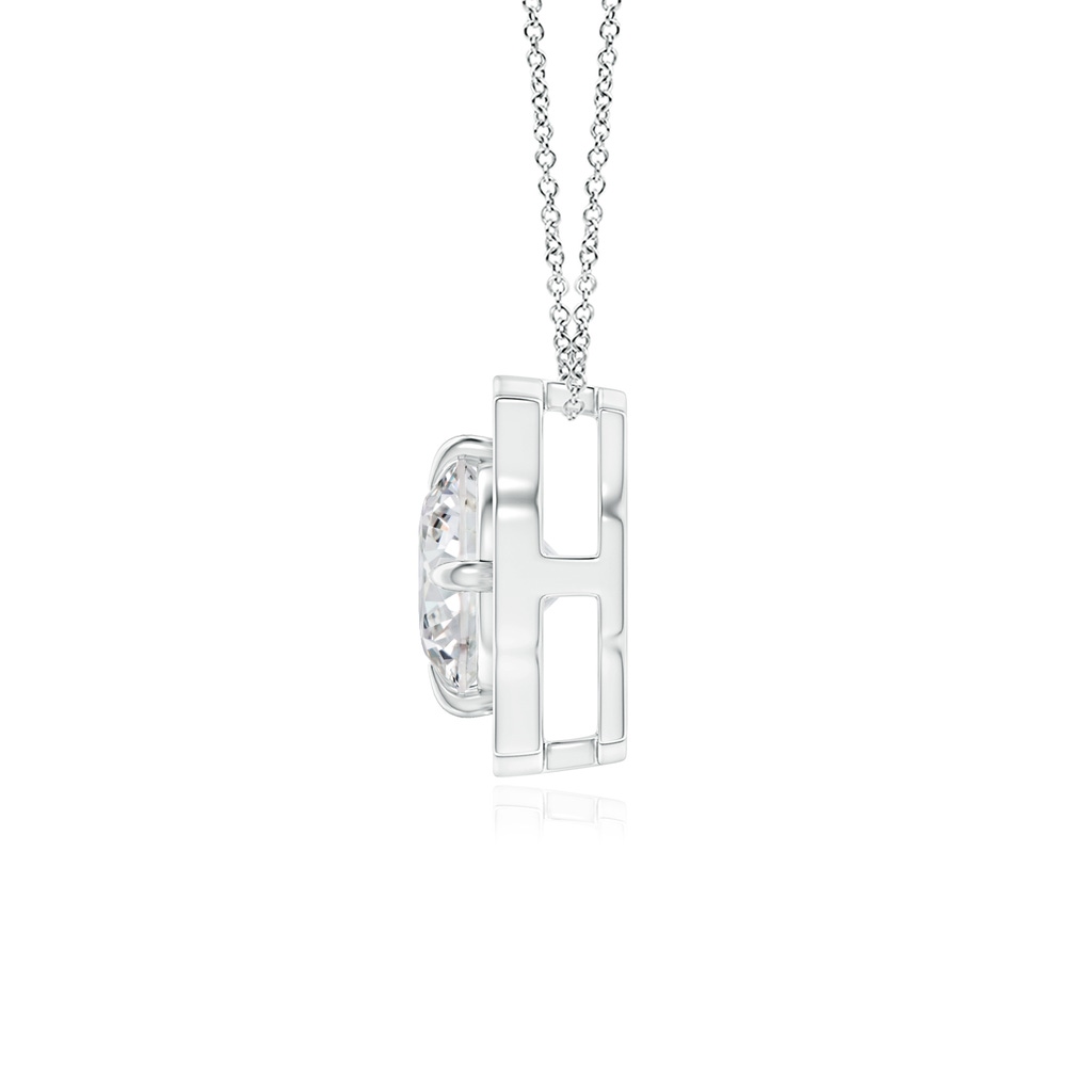 4.7mm HSI2 Art Deco Inspired Round Diamond Halo Solitaire Pendant in White Gold - side 1