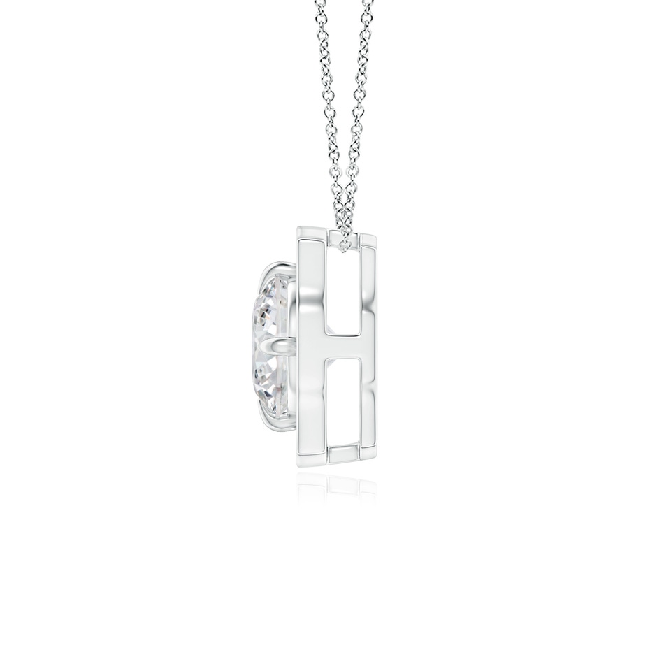 4.7mm HSI2 Art Deco Inspired Round Diamond Halo Solitaire Pendant in White Gold side 1