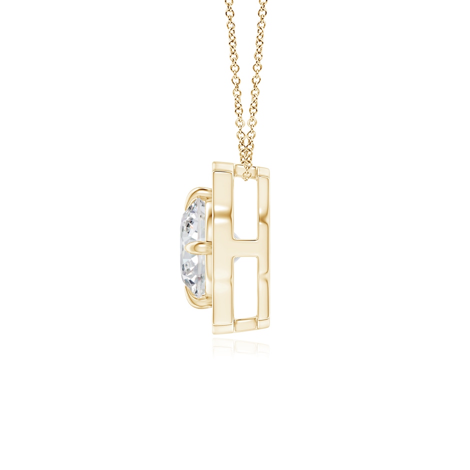 4.7mm HSI2 Art Deco Inspired Round Diamond Halo Solitaire Pendant in Yellow Gold side 1