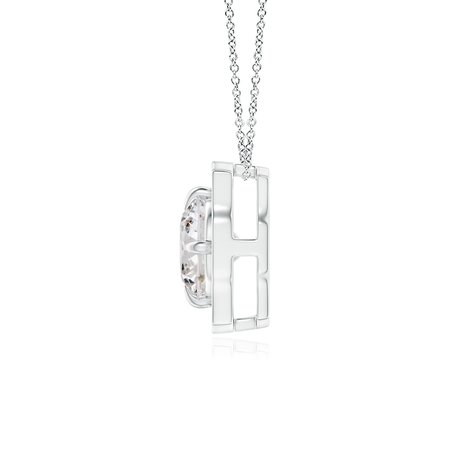 4.7mm IJI1I2 Art Deco Inspired Round Diamond Halo Solitaire Pendant in White Gold side 1