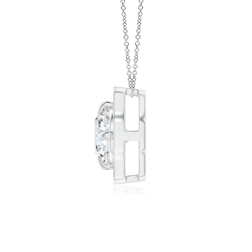 5mm GVS2 Art Deco Inspired Round Diamond Halo Solitaire Pendant in White Gold - side 1