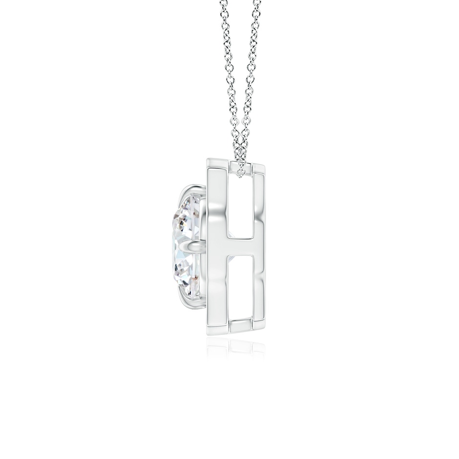 5mm GVS2 Art Deco Inspired Round Diamond Halo Solitaire Pendant in White Gold side 1