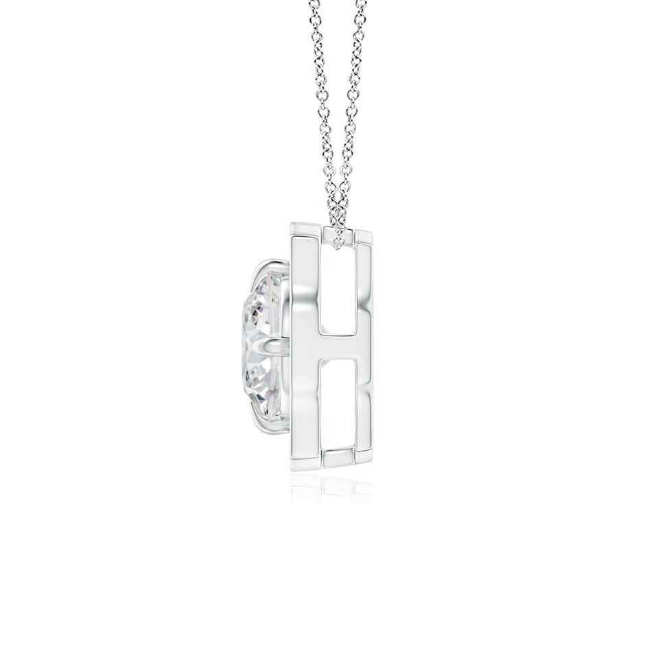 5mm HSI2 Art Deco Inspired Round Diamond Halo Solitaire Pendant in White Gold side 1