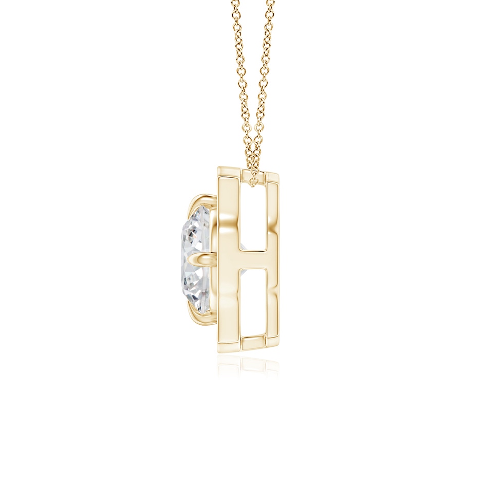 5mm HSI2 Art Deco Inspired Round Diamond Halo Solitaire Pendant in Yellow Gold side 1