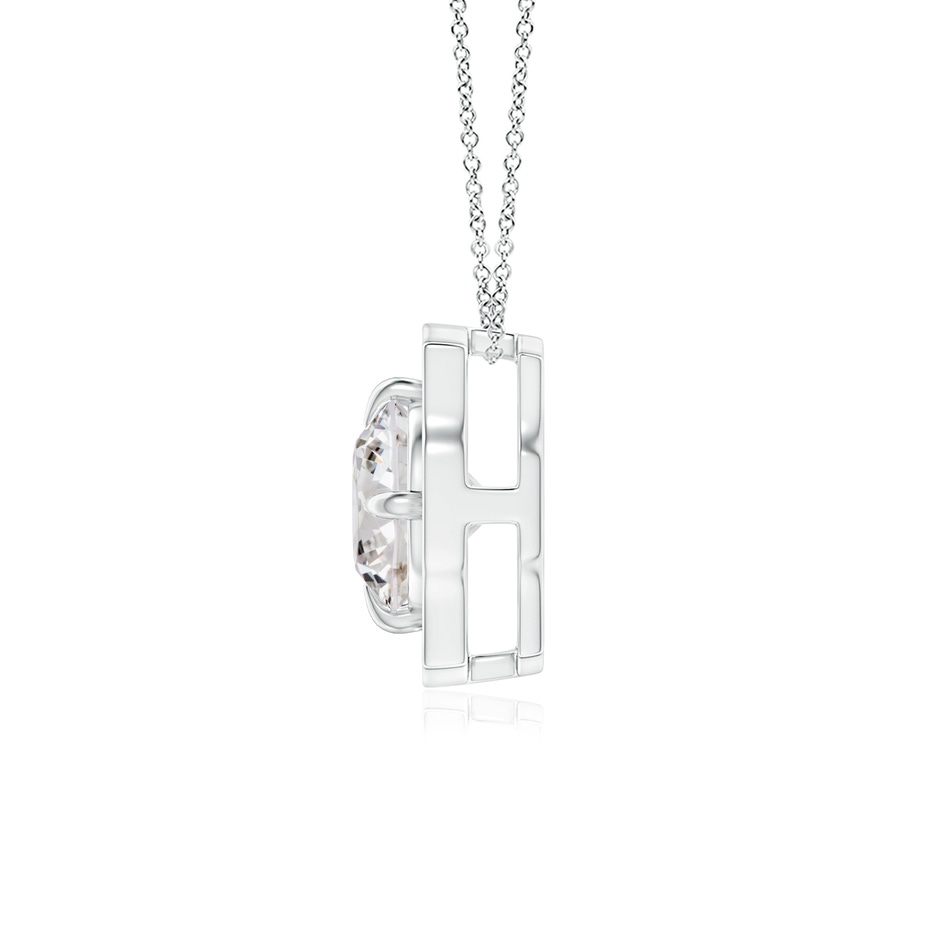 5mm IJI1I2 Art Deco Inspired Round Diamond Halo Solitaire Pendant in White Gold side 1