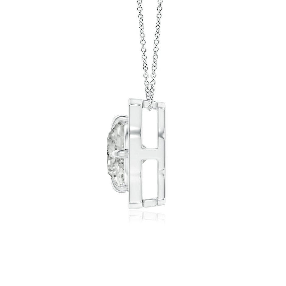 5mm KI3 Art Deco Inspired Round Diamond Halo Solitaire Pendant in White Gold side 1