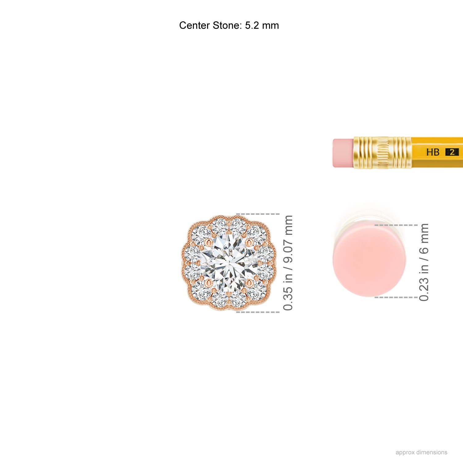 H, SI2 / 0.77 CT / 14 KT Rose Gold