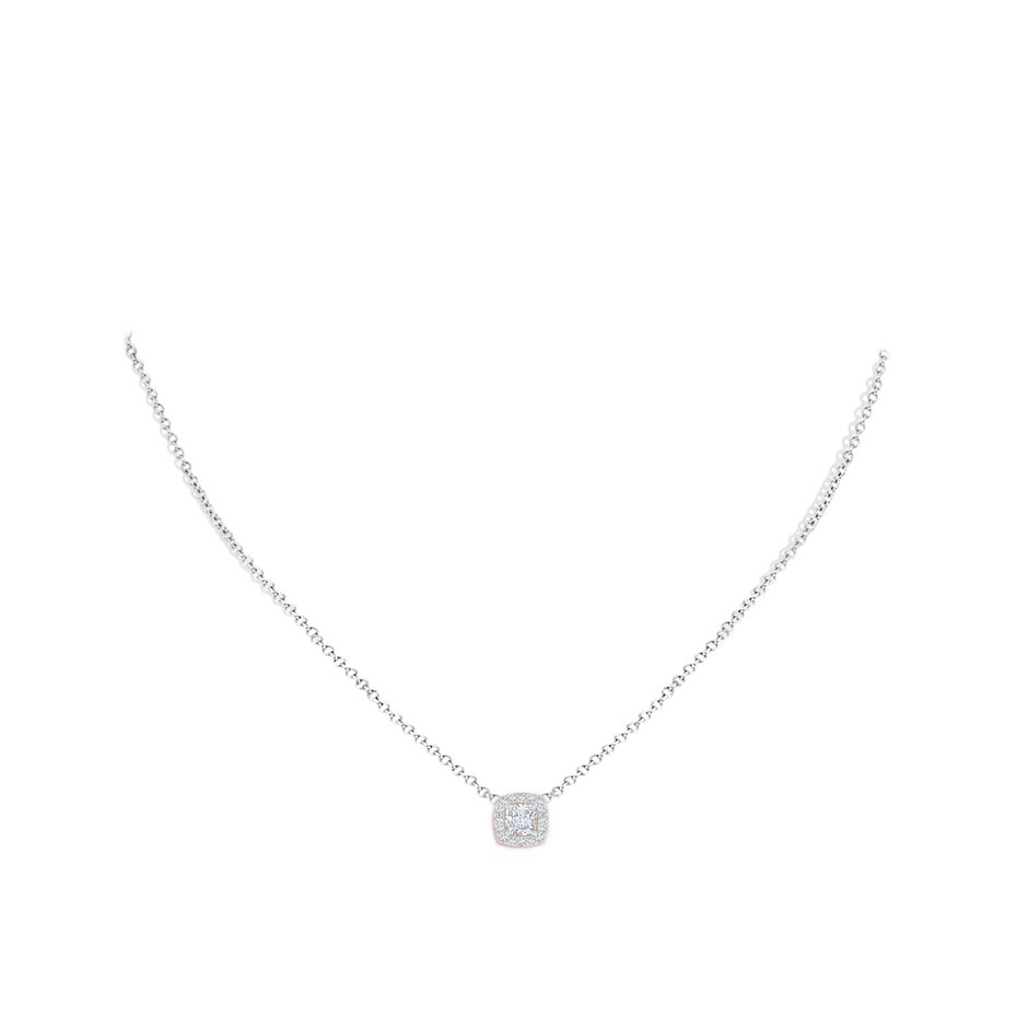 4.5mm GVS2 Cushion Diamond Solitaire Floating Halo Pendant in P950 Platinum body-neck