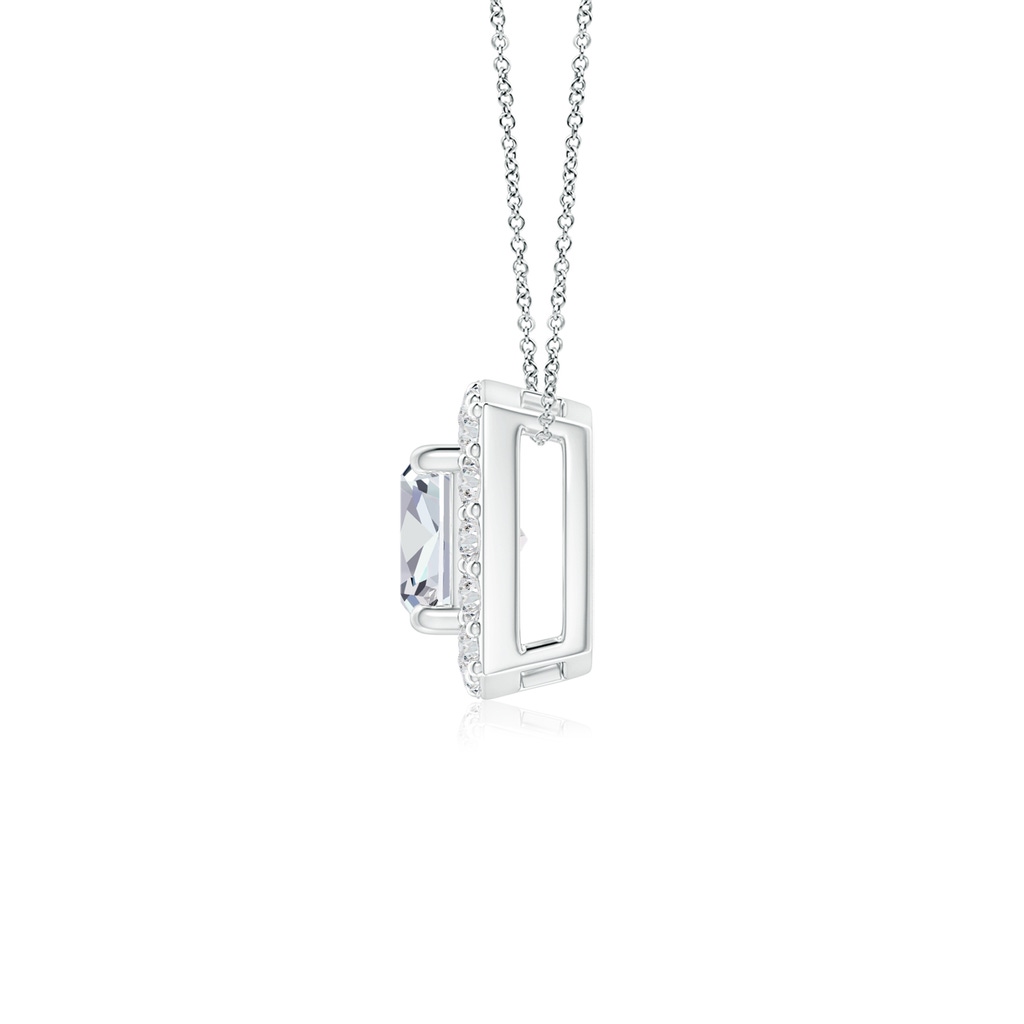 4mm HSI2 Cushion Diamond Solitaire Floating Halo Pendant in White Gold - side 1
