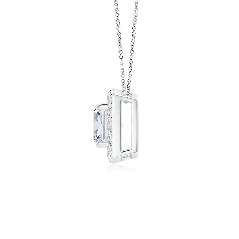 4mm HSI2 Cushion Diamond Solitaire Floating Halo Pendant in White Gold side 1