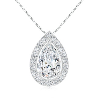 10x6.5mm GVS2 Pear Diamond Solitaire Floating Halo Pendant in P950 Platinum