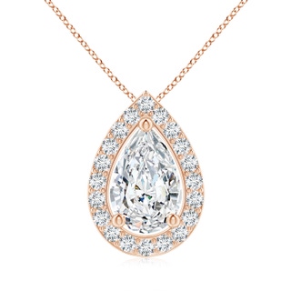 10x6.5mm GVS2 Pear Diamond Solitaire Floating Halo Pendant in Rose Gold