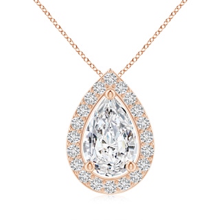 10x6.5mm HSI2 Pear Diamond Solitaire Floating Halo Pendant in 18K Rose Gold