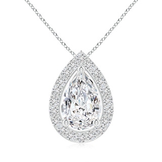 10x6.5mm HSI2 Pear Diamond Solitaire Floating Halo Pendant in P950 Platinum