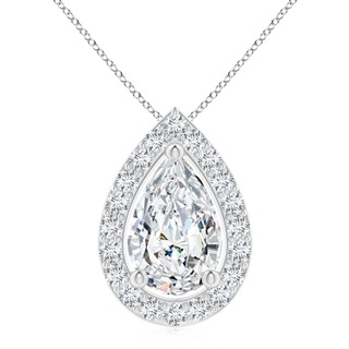 11x7mm GVS2 Pear Diamond Solitaire Floating Halo Pendant in P950 Platinum