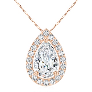 11x7mm GVS2 Pear Diamond Solitaire Floating Halo Pendant in Rose Gold