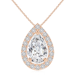 11x7mm HSI2 Pear Diamond Solitaire Floating Halo Pendant in 9K Rose Gold