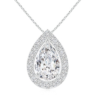 11x7mm HSI2 Pear Diamond Solitaire Floating Halo Pendant in P950 Platinum