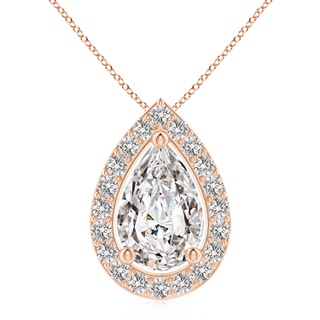11x7mm IJI1I2 Pear Diamond Solitaire Floating Halo Pendant in Rose Gold